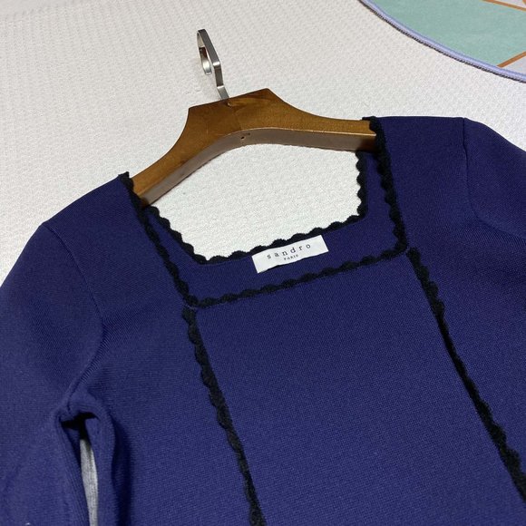 Sandro's new knitted small square collar color matching suit - Picture 5 of 9